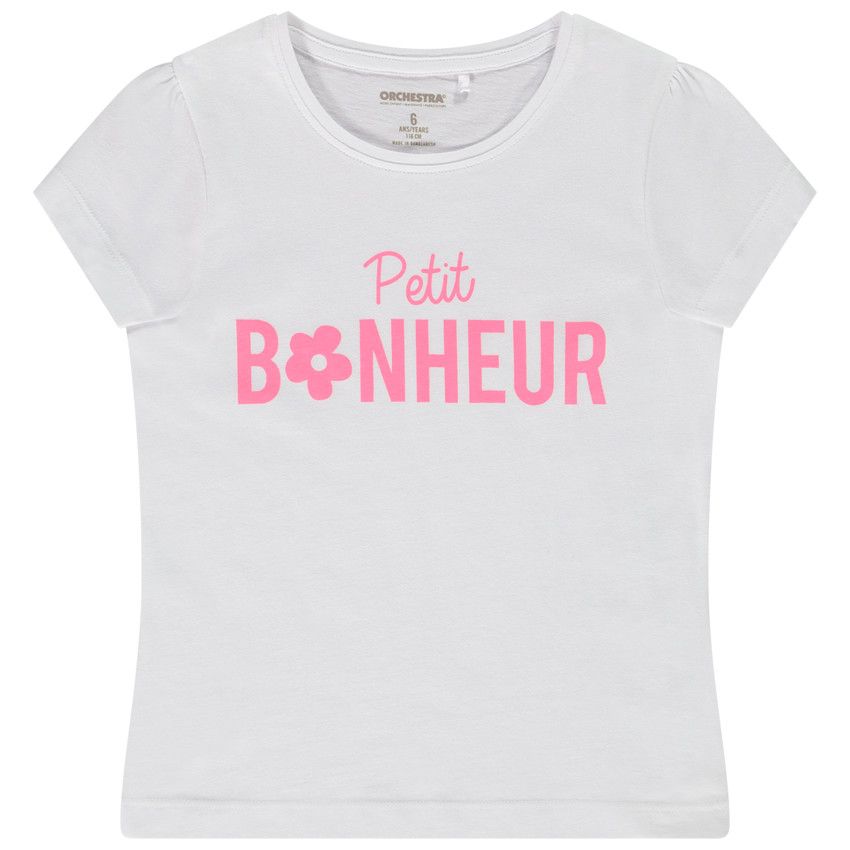 T-shirt manches courtes en jersey avec print fantaisie pour fille - Blanc