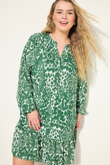 Kleid, kurz, grafischer Print, Ballon-Ärmel