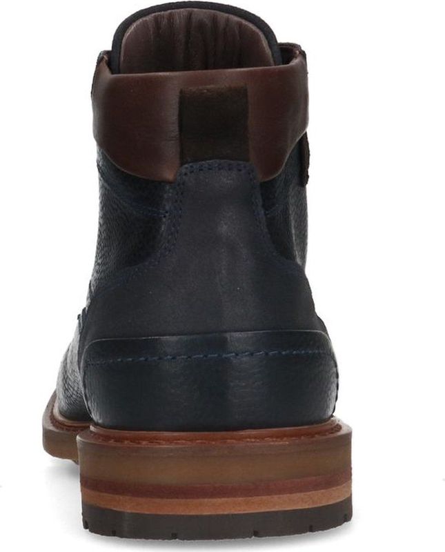 Manfield - Heren - Donkerblauwe leren veterboots