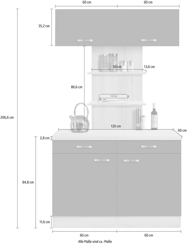 OPTIFIT Buffet »Faro« , mit Metallgriffen, Breite 120 cm
