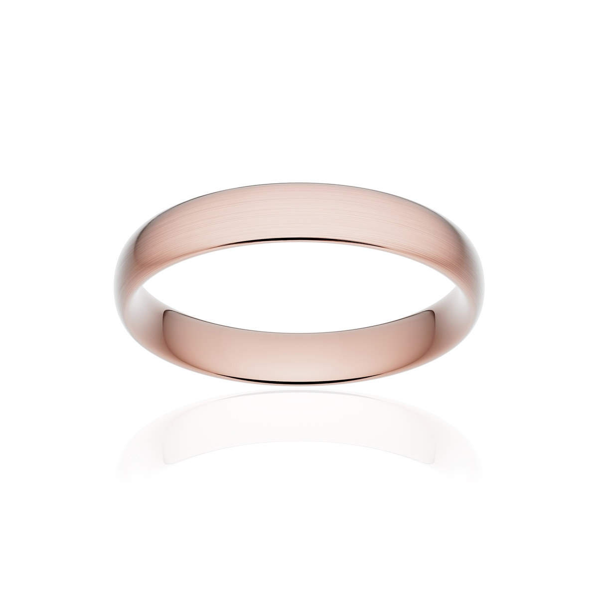 Alliance or 750 rose brossé demi-jonc confort 4mm