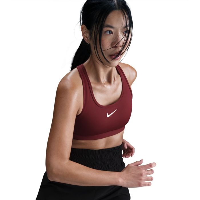 Nike Dame BH Swoosh Medium Support Bra Rød