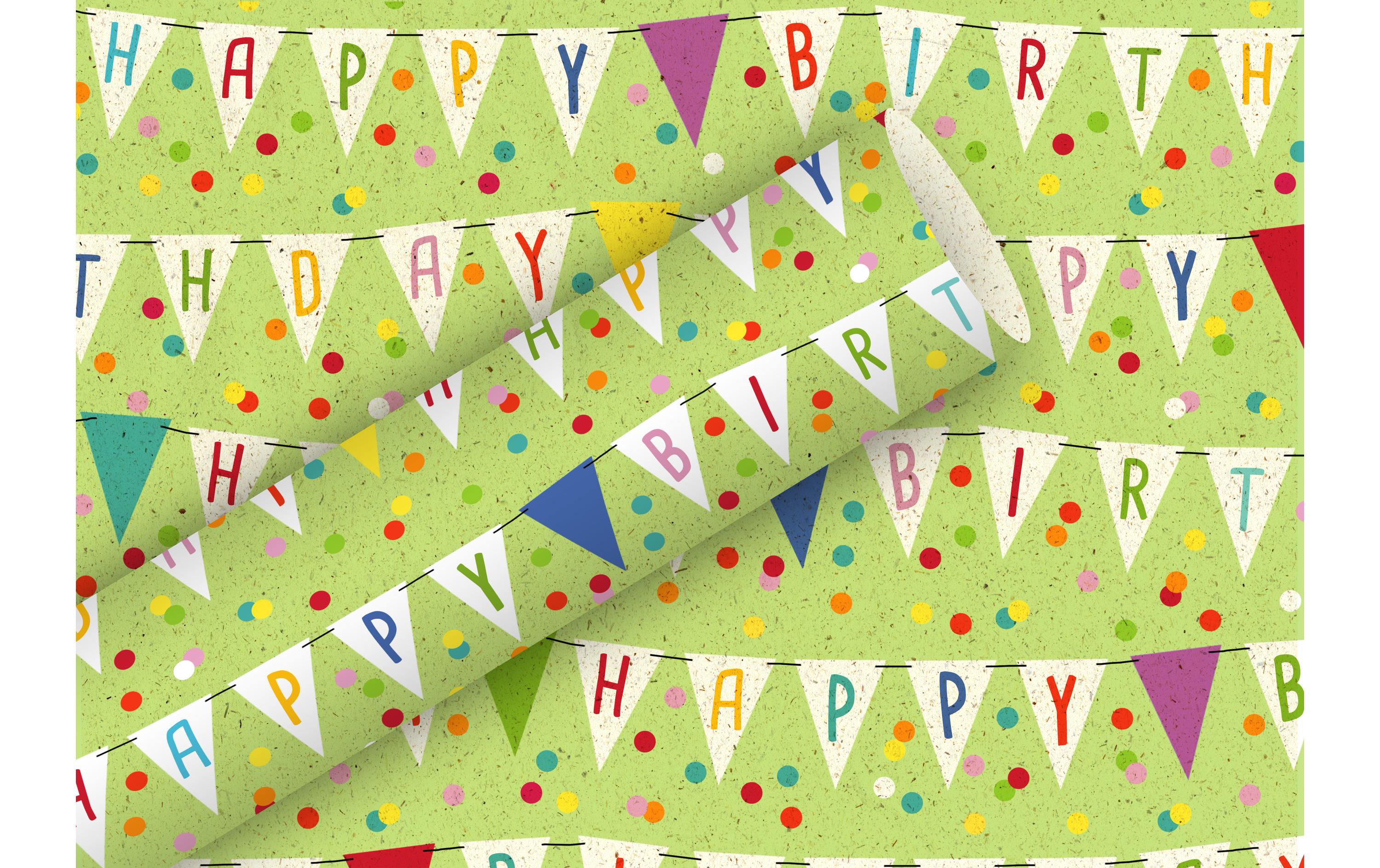 Geschenkpapier By Nature Wimpel 1.5 m x 70 cm, GrünPapierrolle zum Einpacken von Geschenken