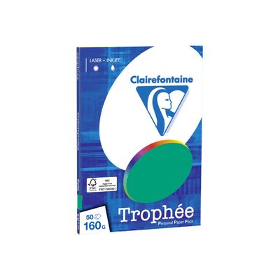 Clairefontaine Trophée - Papier couleur - A4 (210 x 297 mm) - 160 g/m² - Ramette de 50 feuilles - vert sapin