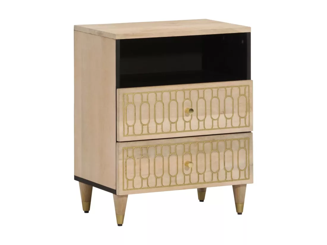 Table de chevet 50x33x60 cm bois de manguier massif