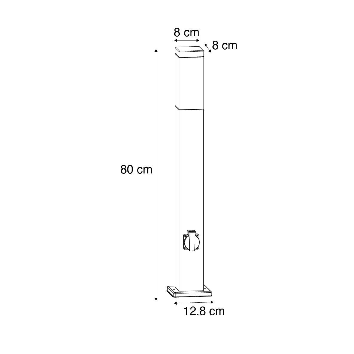 QAZQA Buitenlamp donkergrijs 80 cm met stopcontact IP44 - Malios