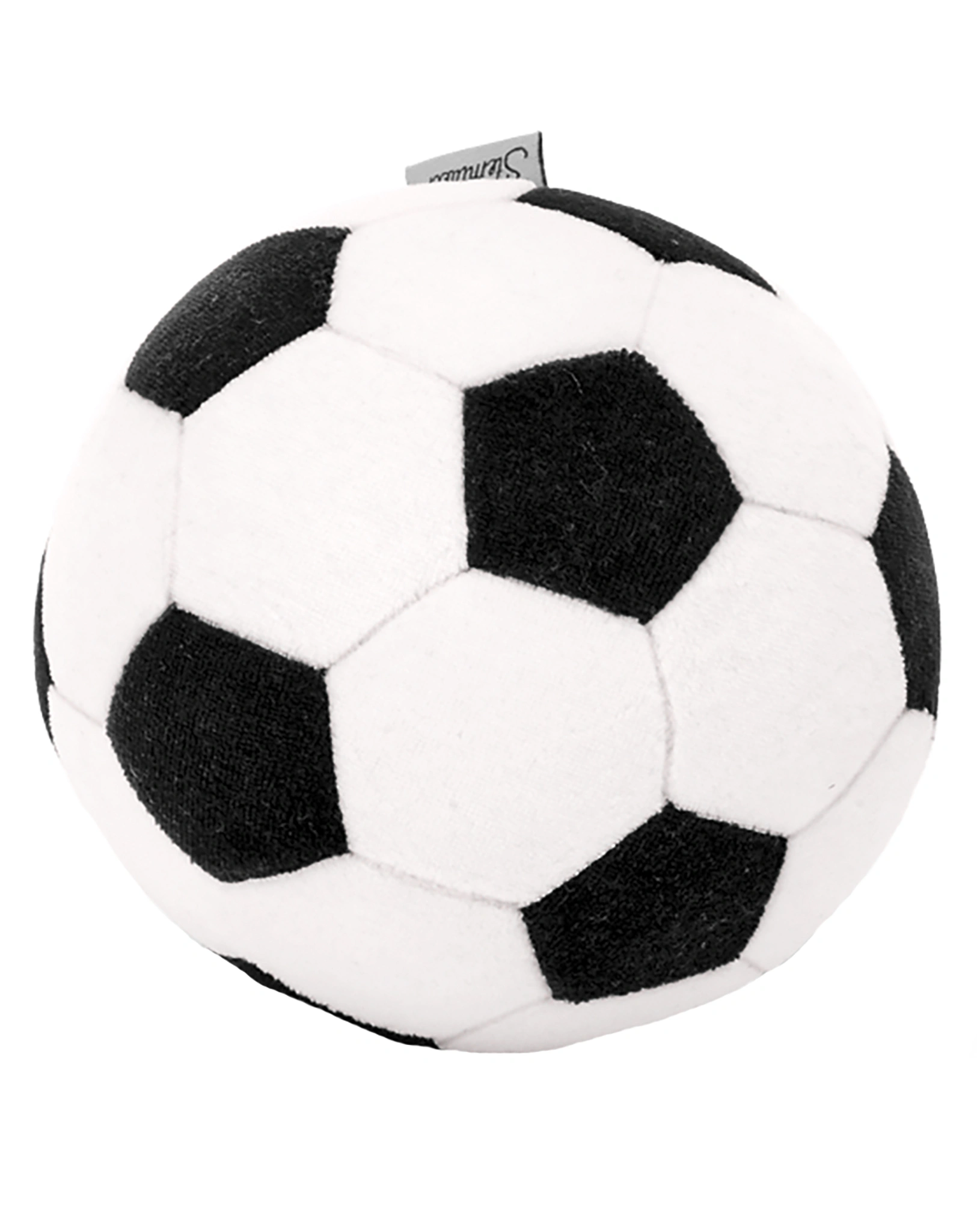 Stoff-Ball SOCCER (13cm) in schwarz/weiß
