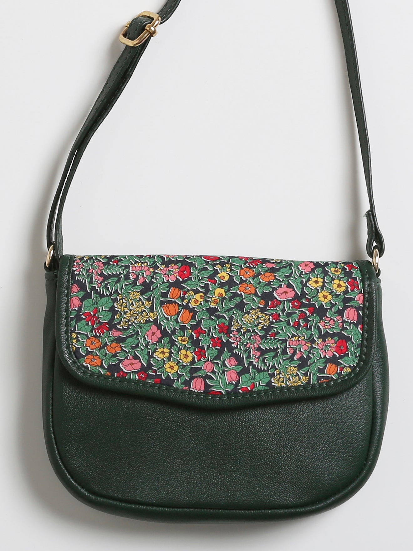 Besace Fille cuir et tissu Liberty