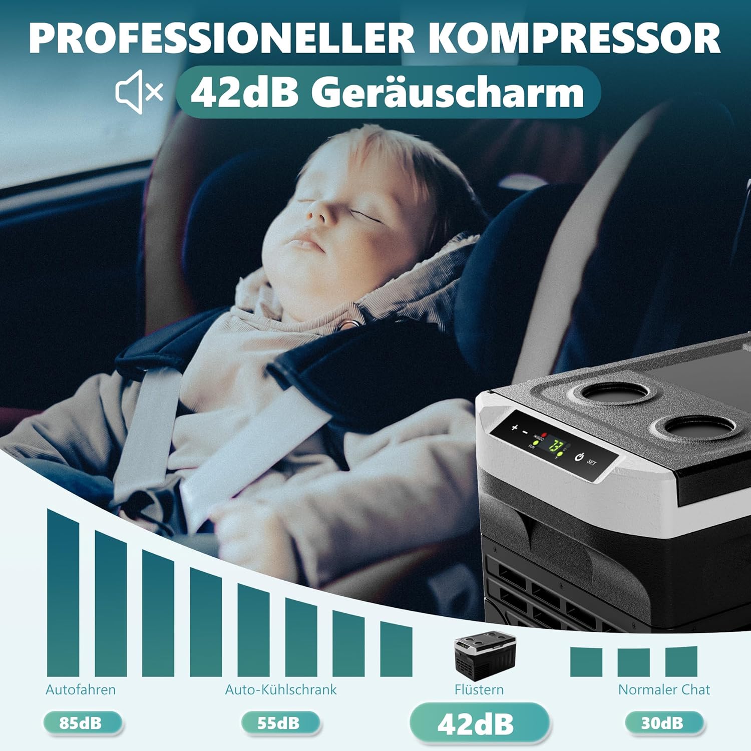 EUHOMY 21L Kompressor Kühlbox -20℃~20℃, 12V Auto-Kühlschrank, Tragbarer Gefrierschrank 12/24V DC 220-240V AC, mit APP-Steuerung für Camping, Reisen, LKW, Haus