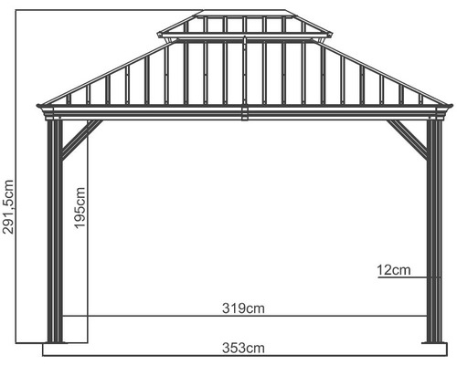 SOJAG Messina 10x12 paviljoen met klamboe 353 x 288 cm antraciet