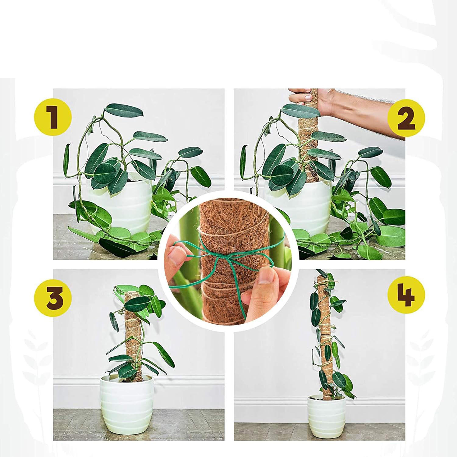 (2er Set) 40cm Kokosnuss Pflanzen Stab Blumen Rankhilfe Moosstab Garten Pflanzenstütze Rankstab - Braun