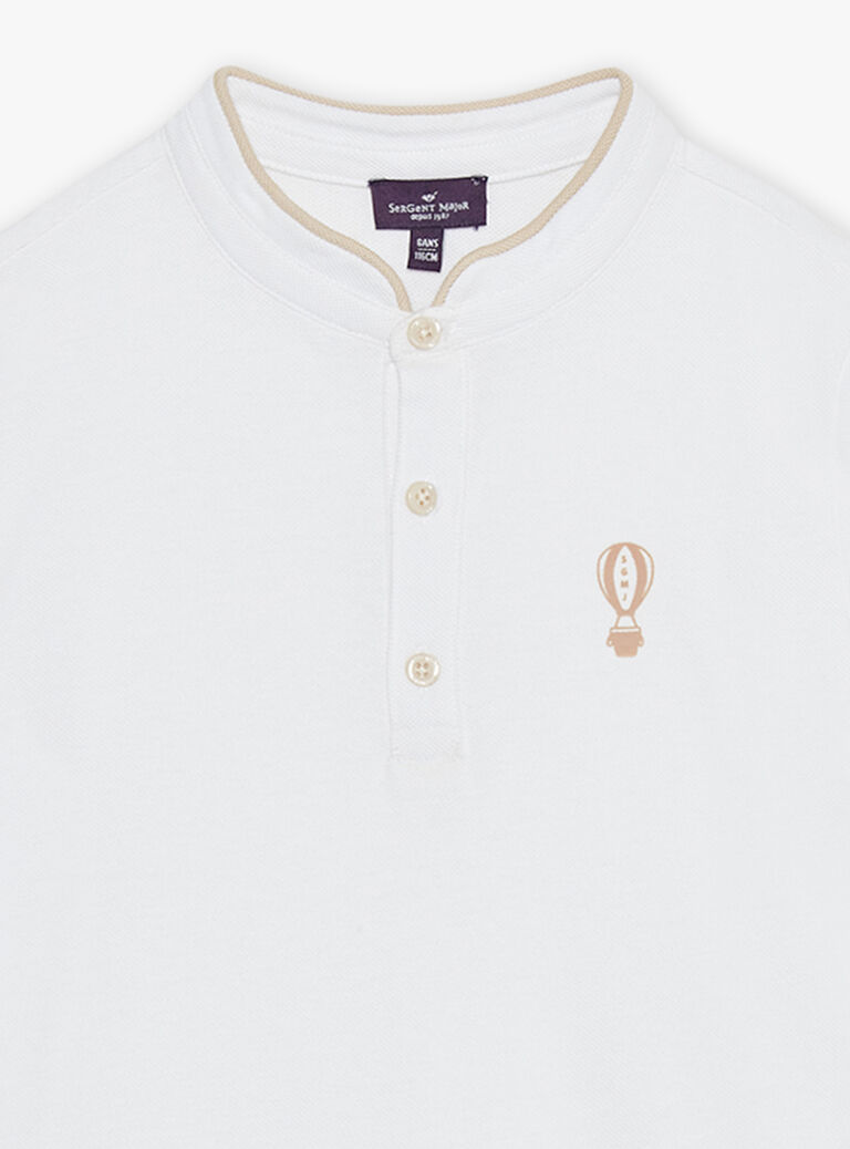 Polo blanc avec montgolfière