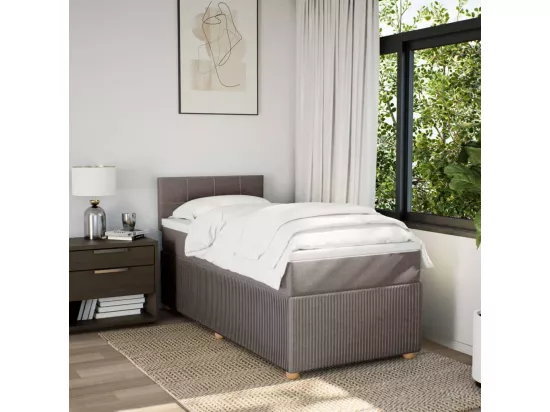 Sommier à lattes de lit avec matelas Taupe 90x190 cm Tissu