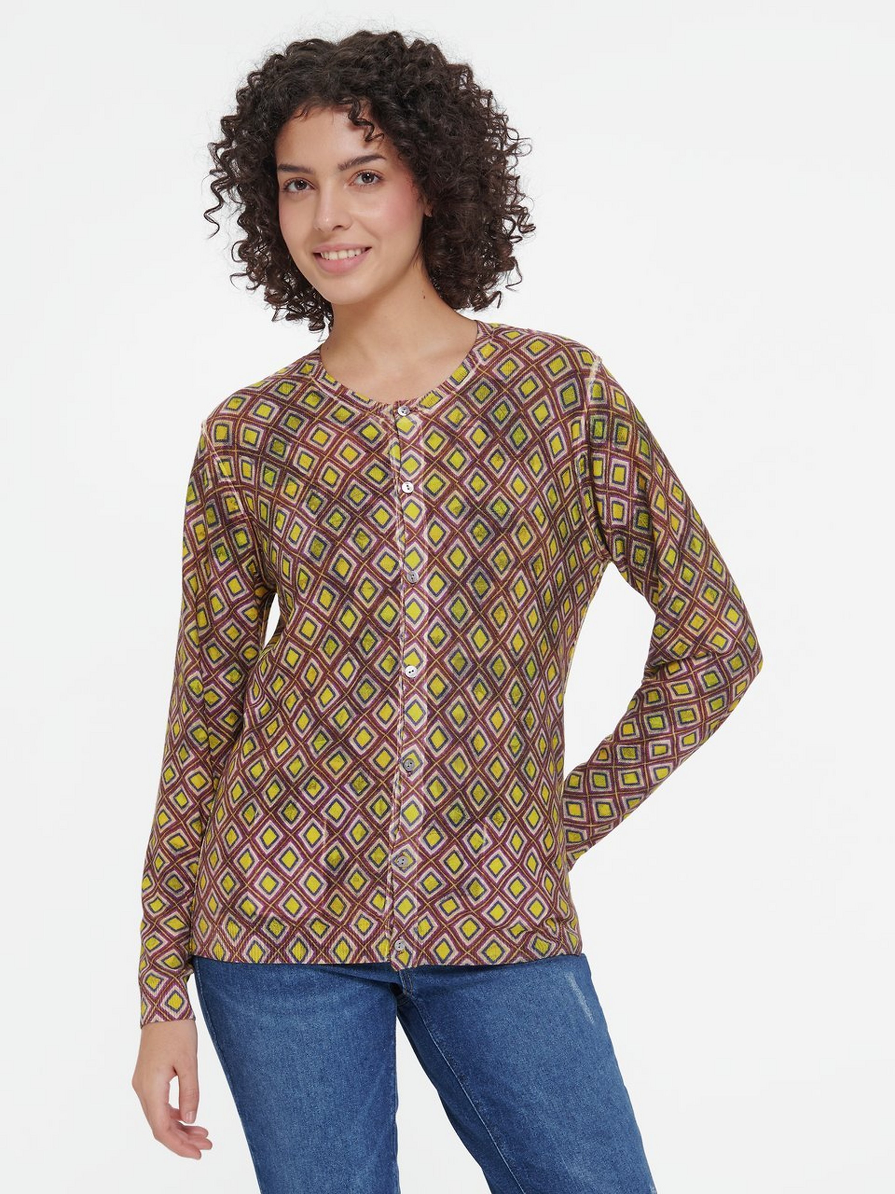 Strickjacke mit Blumen-Muster