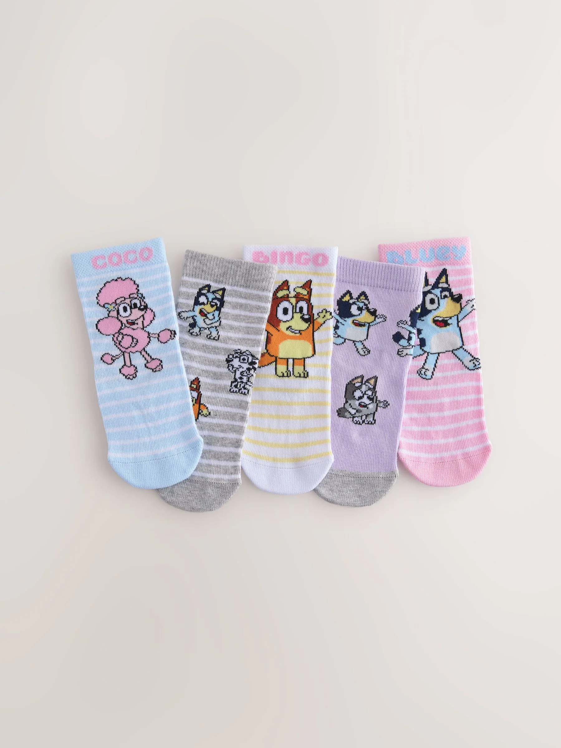 Roze - 5 Paar katoenrijke Bluey enkelsokken
