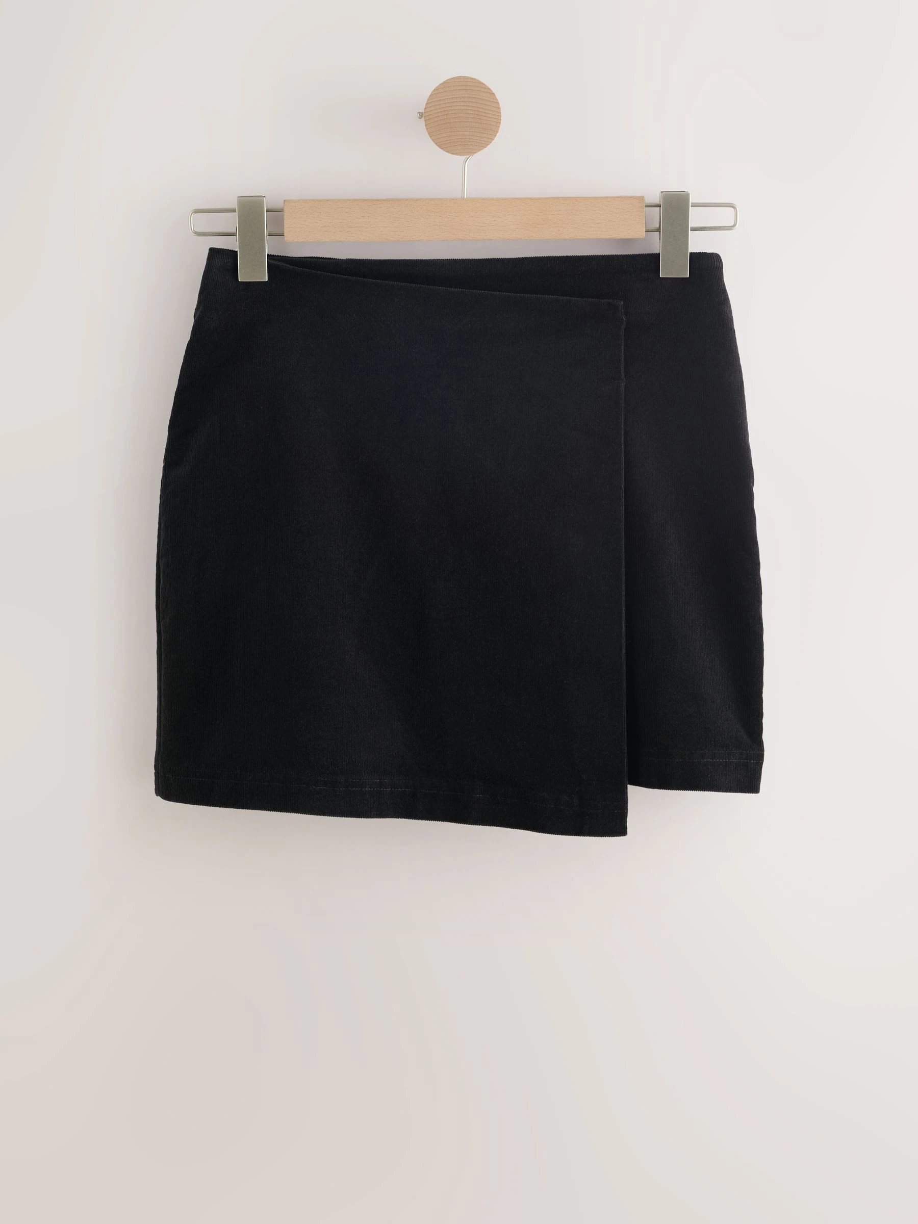 Zwart - Corduroy mini-wikkelrok