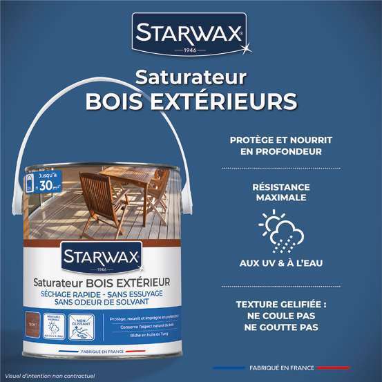Saturateur en phase aqueuse pour bois coloris Teck 2,5L