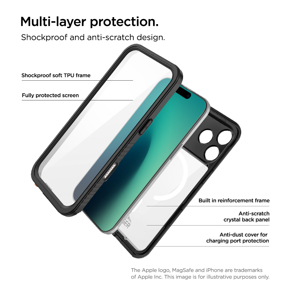 iPhone 17 Pro Max Avalanche Case Wasserfeste Outdoor Schutz Hülle IP68 (EGCA00947) - Schwarz