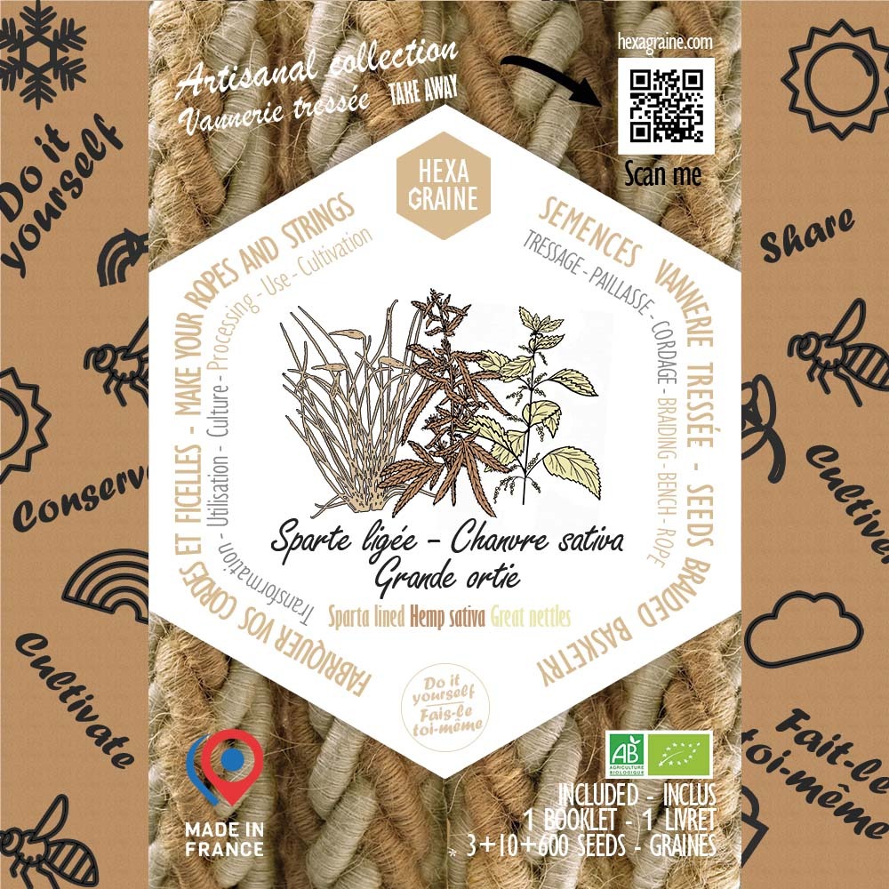 Coffret de semences textile vannerie tressée