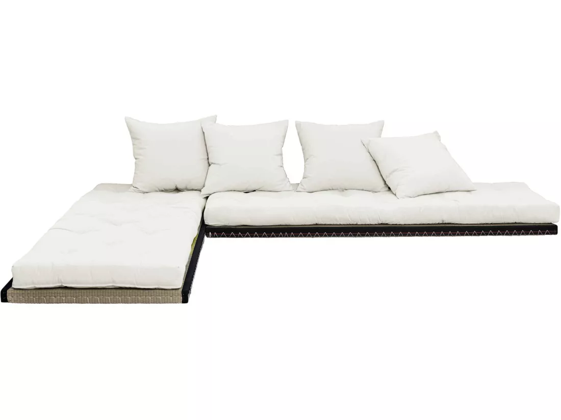 Futon canapé lit 3 places 2x70x200 CHICO écru naturel