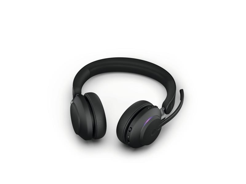 Jabra Headset Evolve2 65 Duo MS Schwarz, USB-A, inkl. Lades Jabra Bluetooth Headset inkl. Ladestation