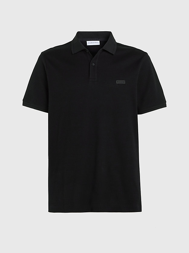 Camisa polo de algodão com padrão favo de mel