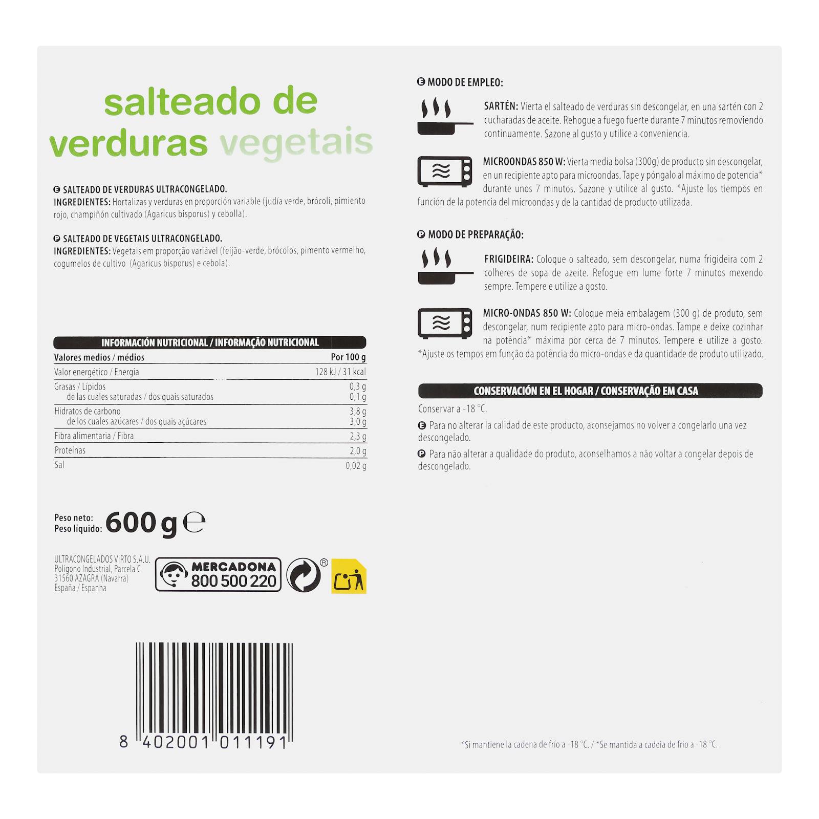 Légumes sautés surgelés Hacendado