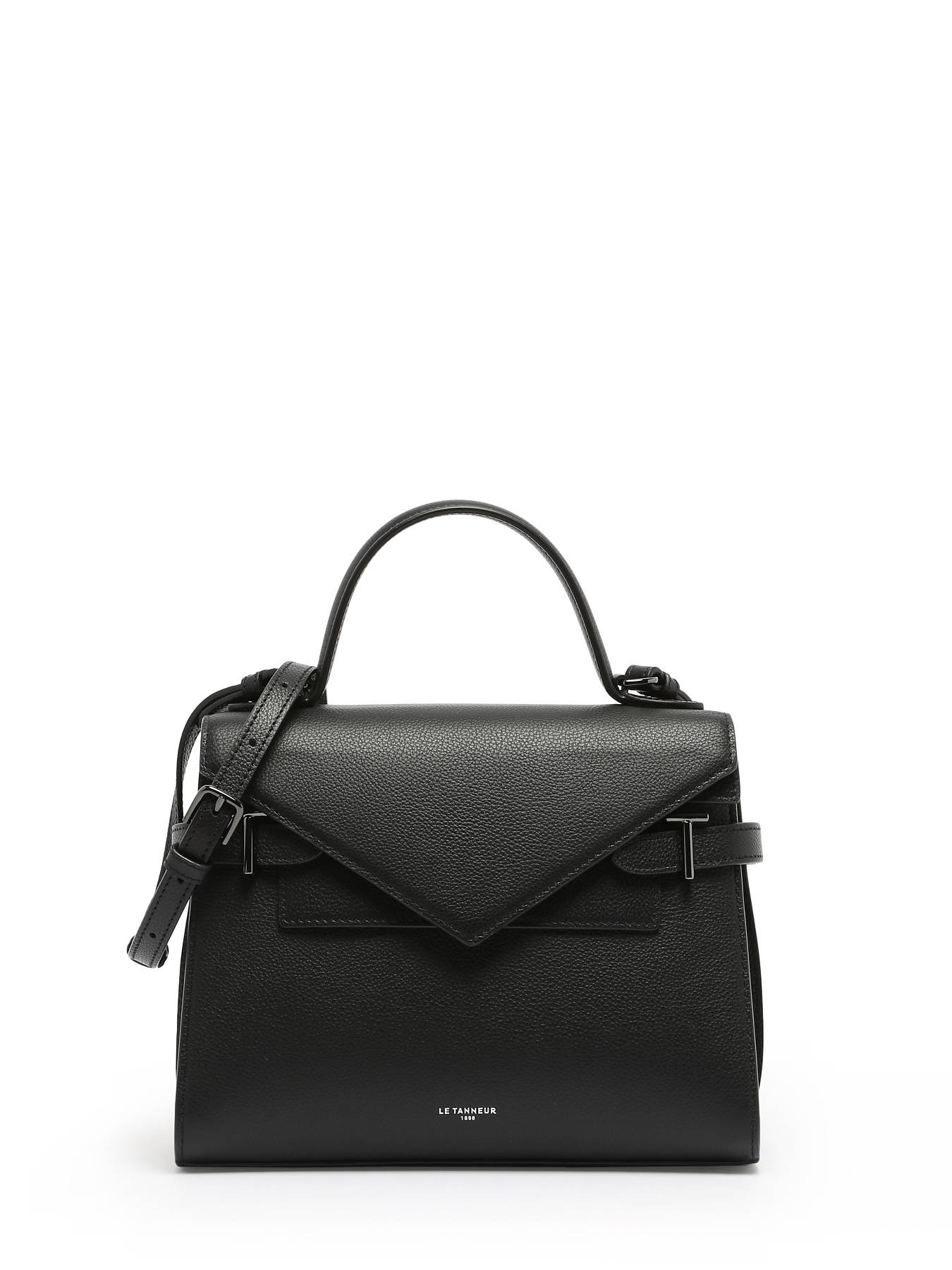 Sac bandoulire M double rabat Emilie cuir grain LE TANNEUR