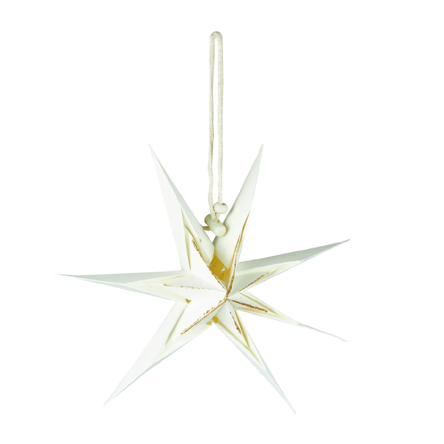 Papierstern , 3D, weiß/gold, 18 cm
