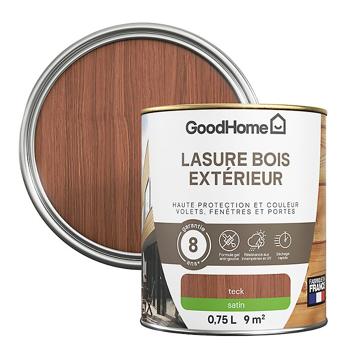Lasure extérieure teck satin 8 ans GoodHome 750ml