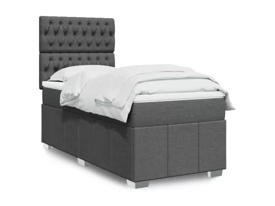 Sommier à lattes de lit et matelas Gris foncé 90x190 cm Tissu