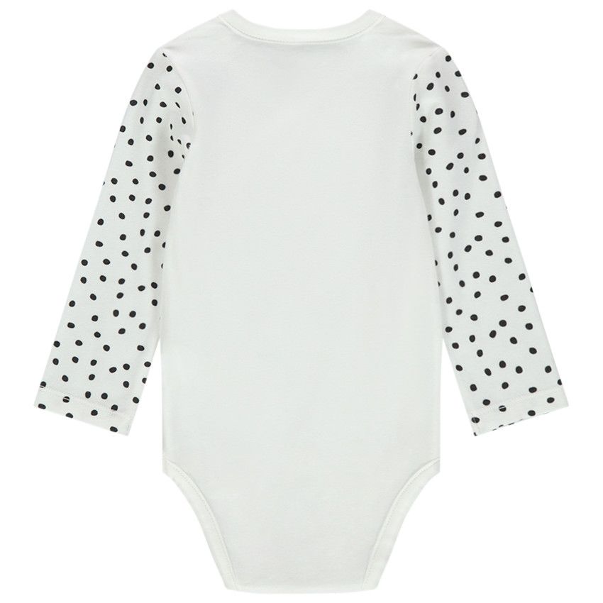 Body manches longues à pois et print Winnie Disney - Ecru