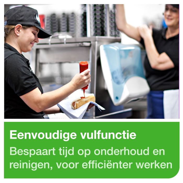 Tork 654000 Gevouwen Reinigingsdoek Dispenser Wit en Turquoise W4, Wandmontage (654000)