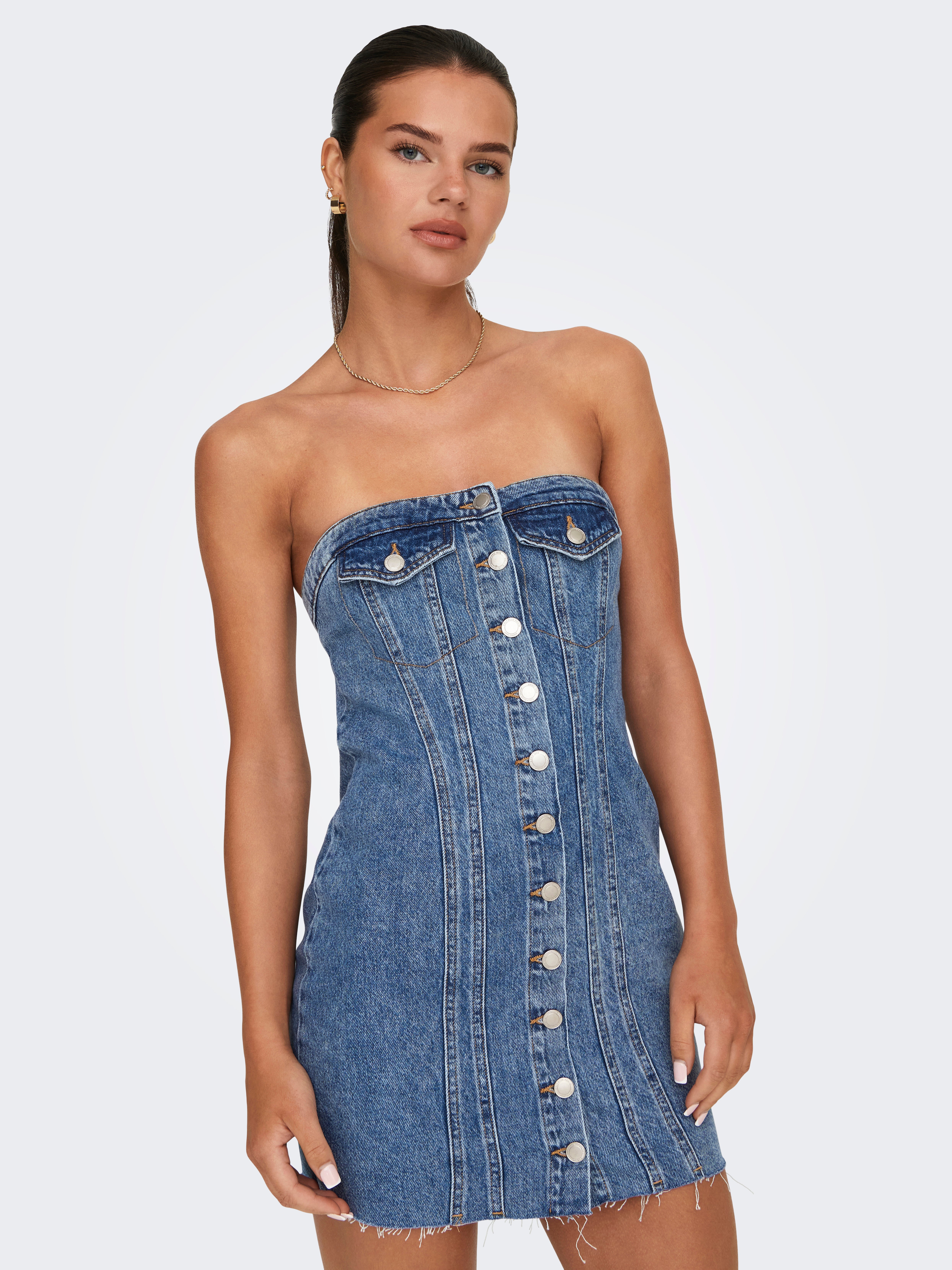 ONLJASMINE Kurzes Kleid Medium Blue Denim