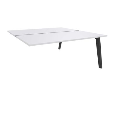 Bureau double STEELY - L180 cm - Double face Suivant - Pieds carbone - plateau Blanc perle