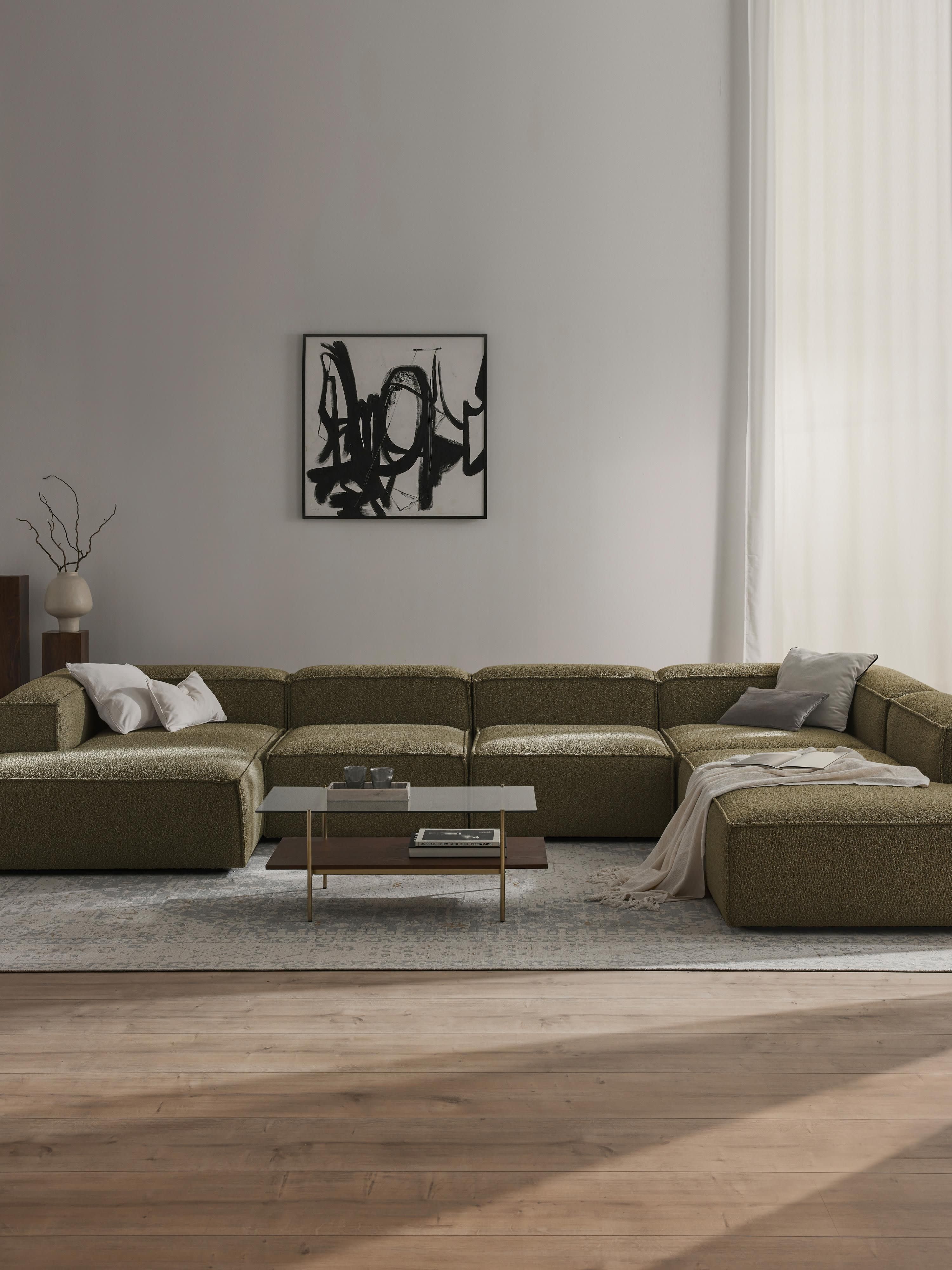 Modulaire U-bank Lennon uit bouclé