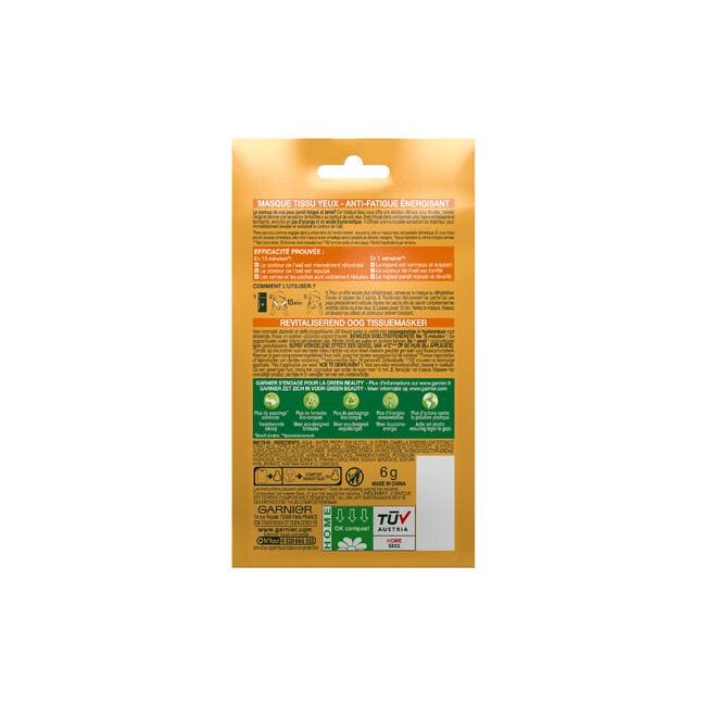 Garnier SkinActive Oog Sheet Masker met Sinaasappel en Hyaluronzuur