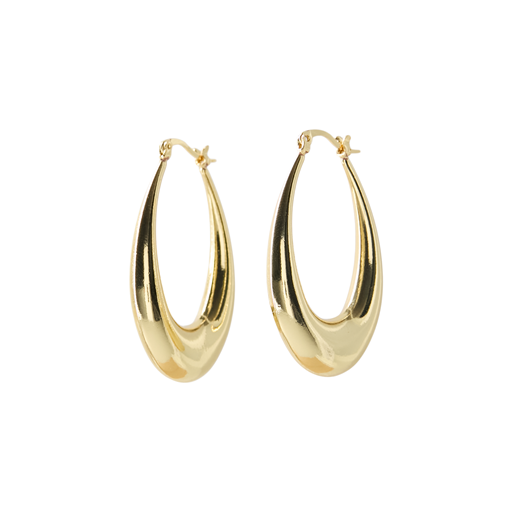 Friihof Siig Chunky Oval Creoler, Gold Plated