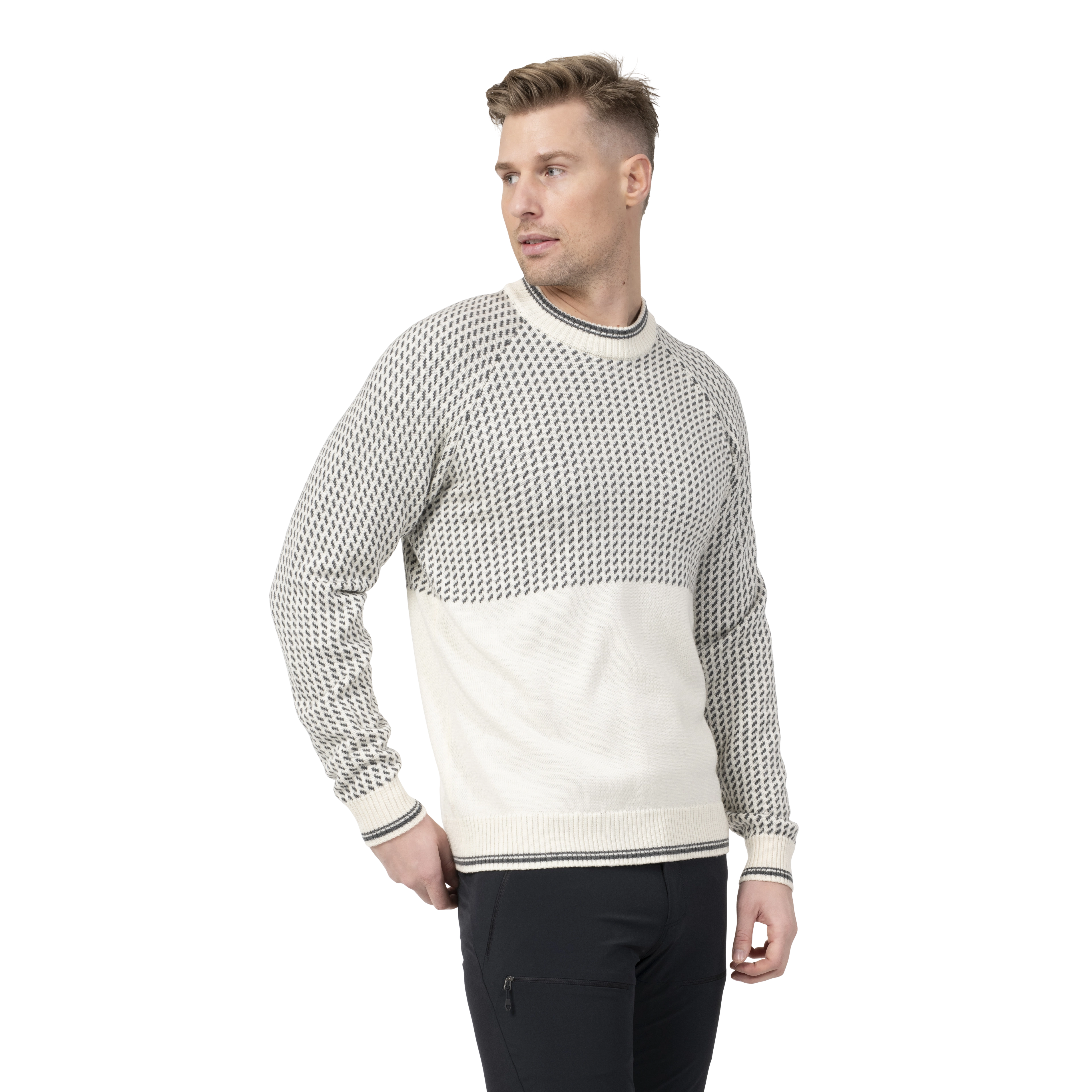 Alvdal Wool Jumper Men Vanilla White / Solid Dark Grey
