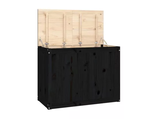 Boîte à linge Noir 88,5x44x66 cm Bois massif de pin