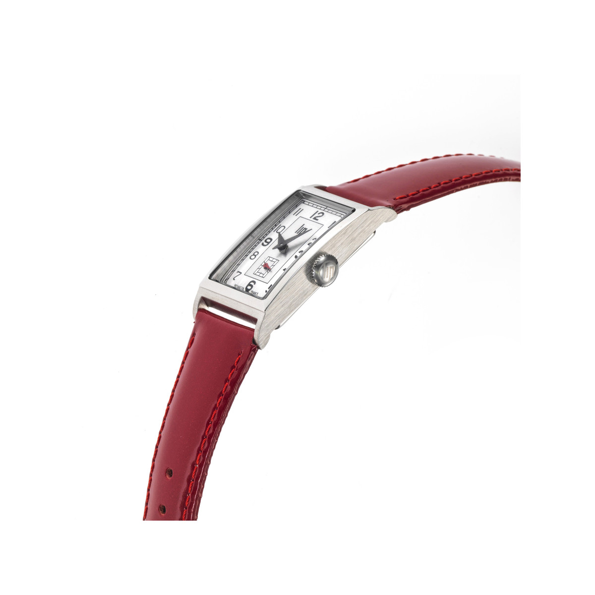 Montre Lip femme acier bracelet cuir vernis rouge