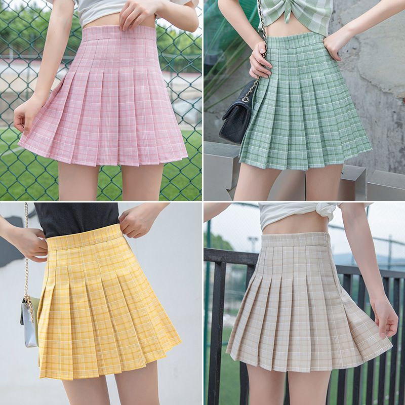 Niji Smile - Inset Shorts Geruite Geplooide Rok