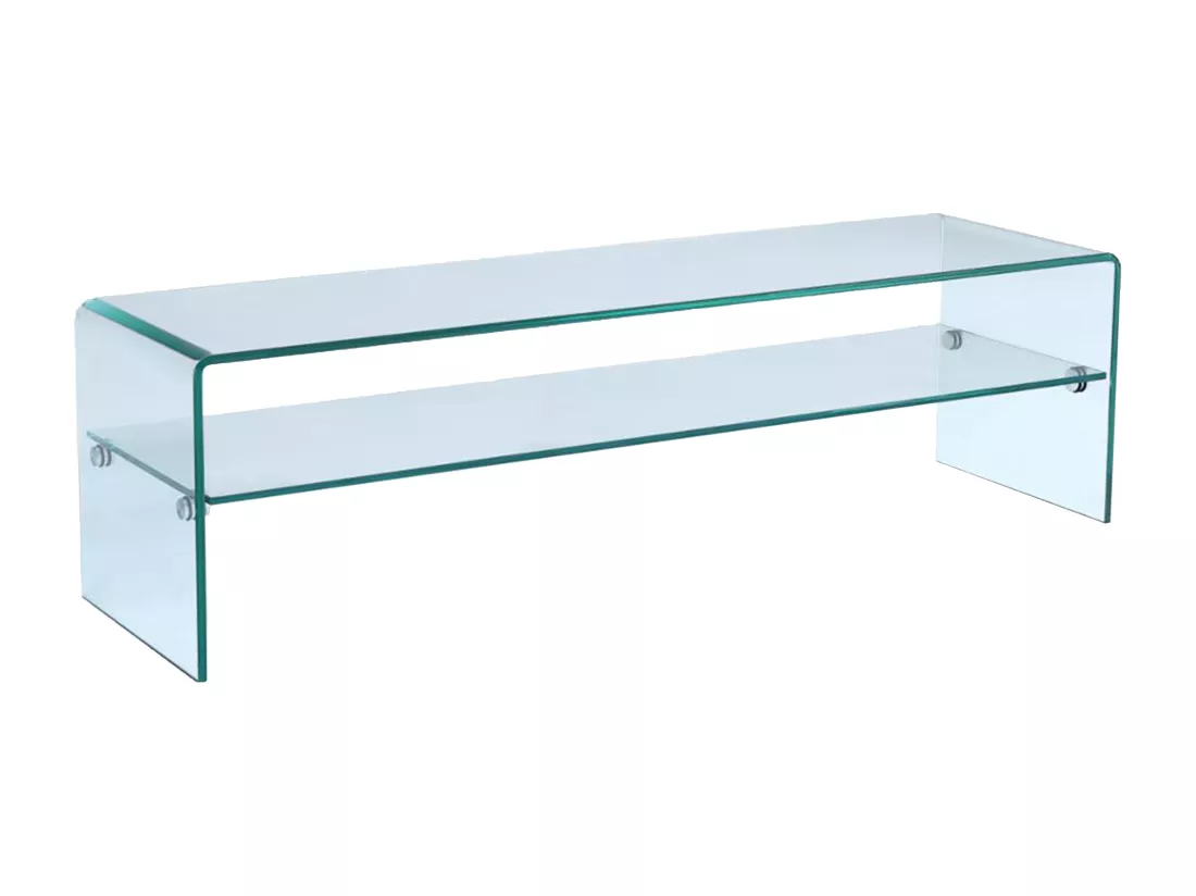 Meuble TV STILEOS - 1 niche - Verre trempé