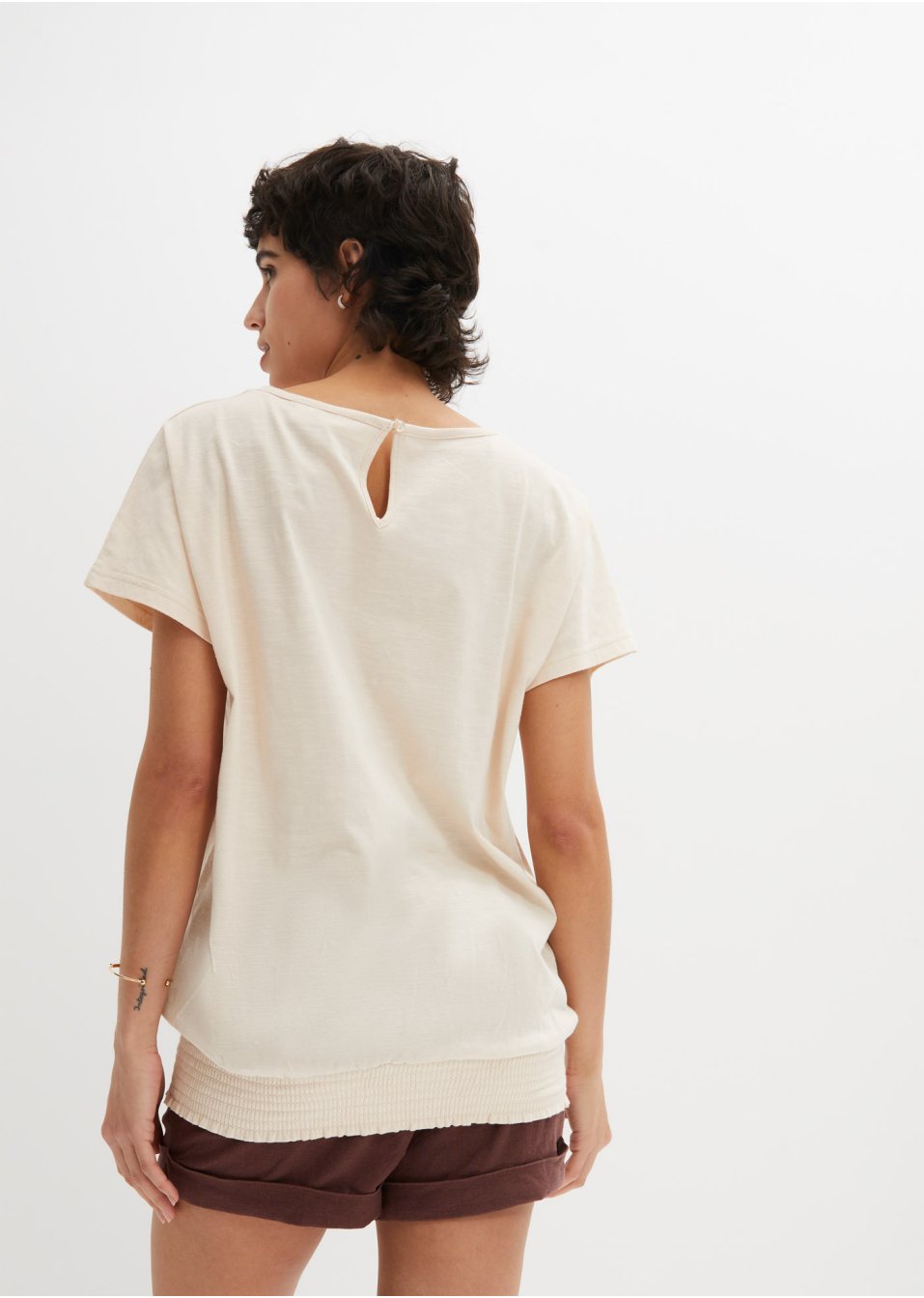 T-shirt en fil flammé avec base smockée