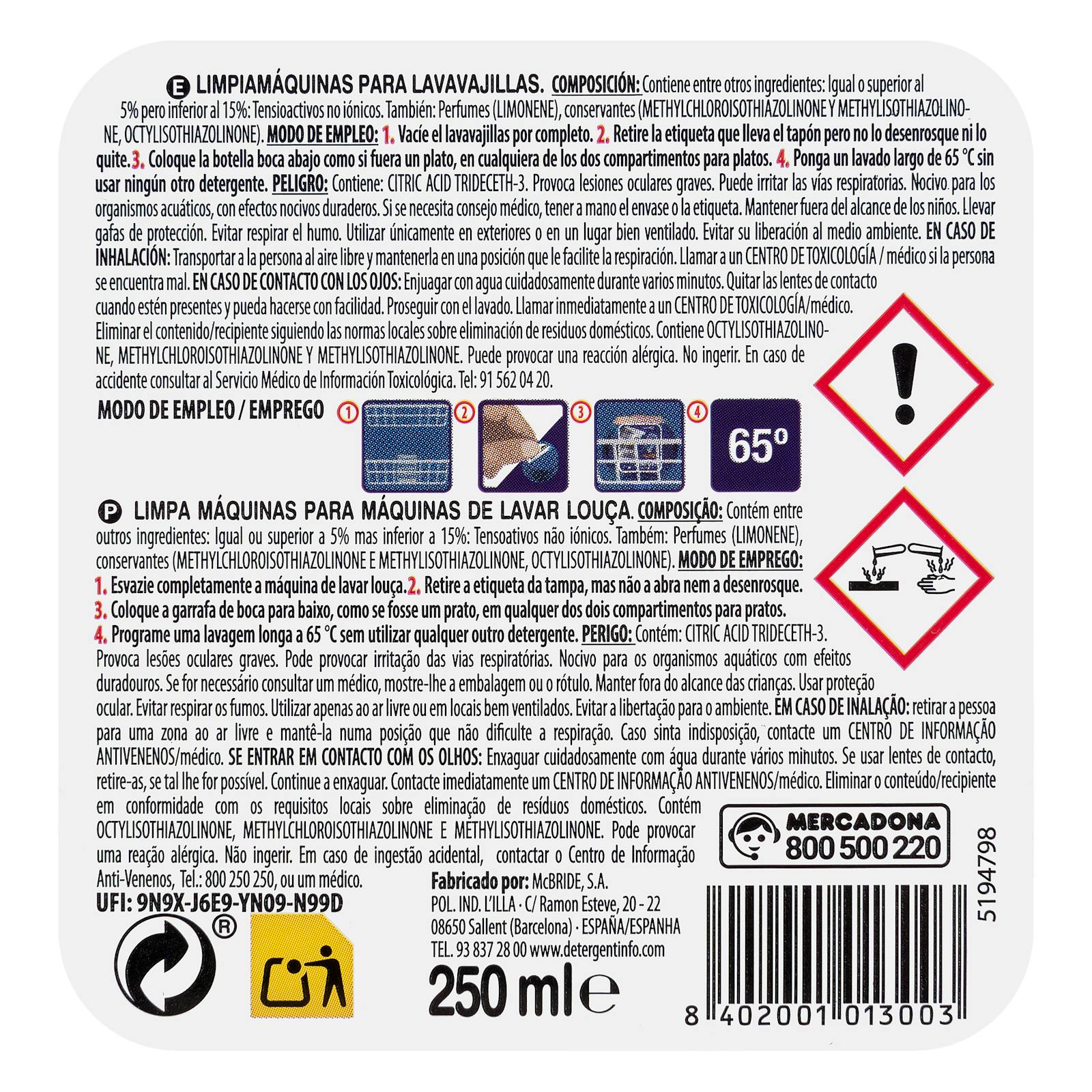 Nettoyant liquide pour lave-vaisselle Bosque Verde