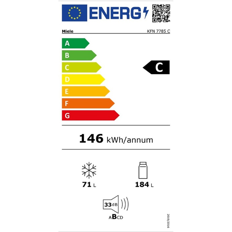 Réfrigérateur congélateur en bas Miele KFN 7785 C - ENCASTRABLE 177CM