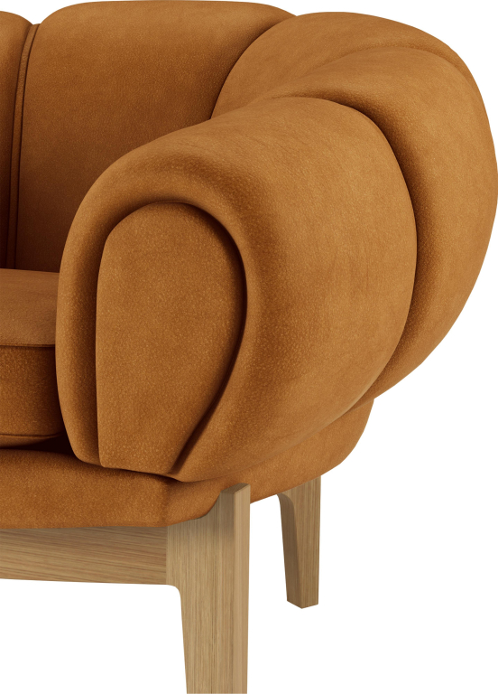 Gubi Croissant sofa eiken, Dedar Smila T1902