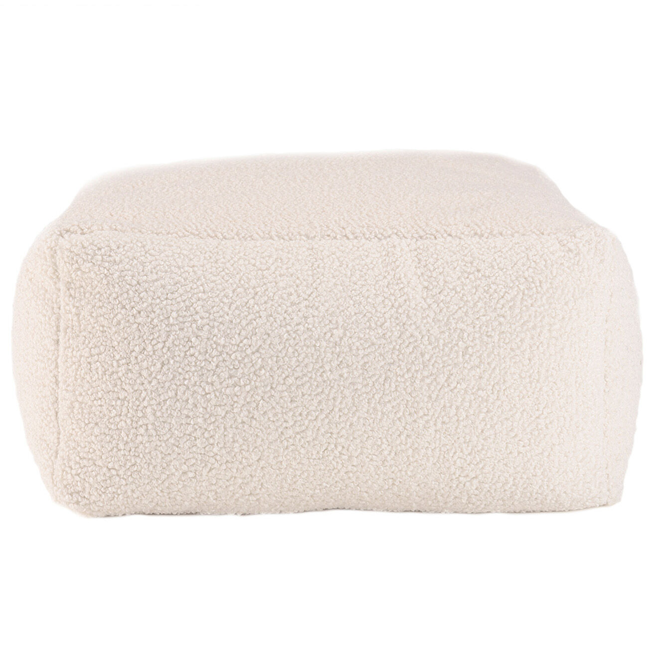Macabane Pouf carré tissu bouclette Albane blanc - 53x53 cm