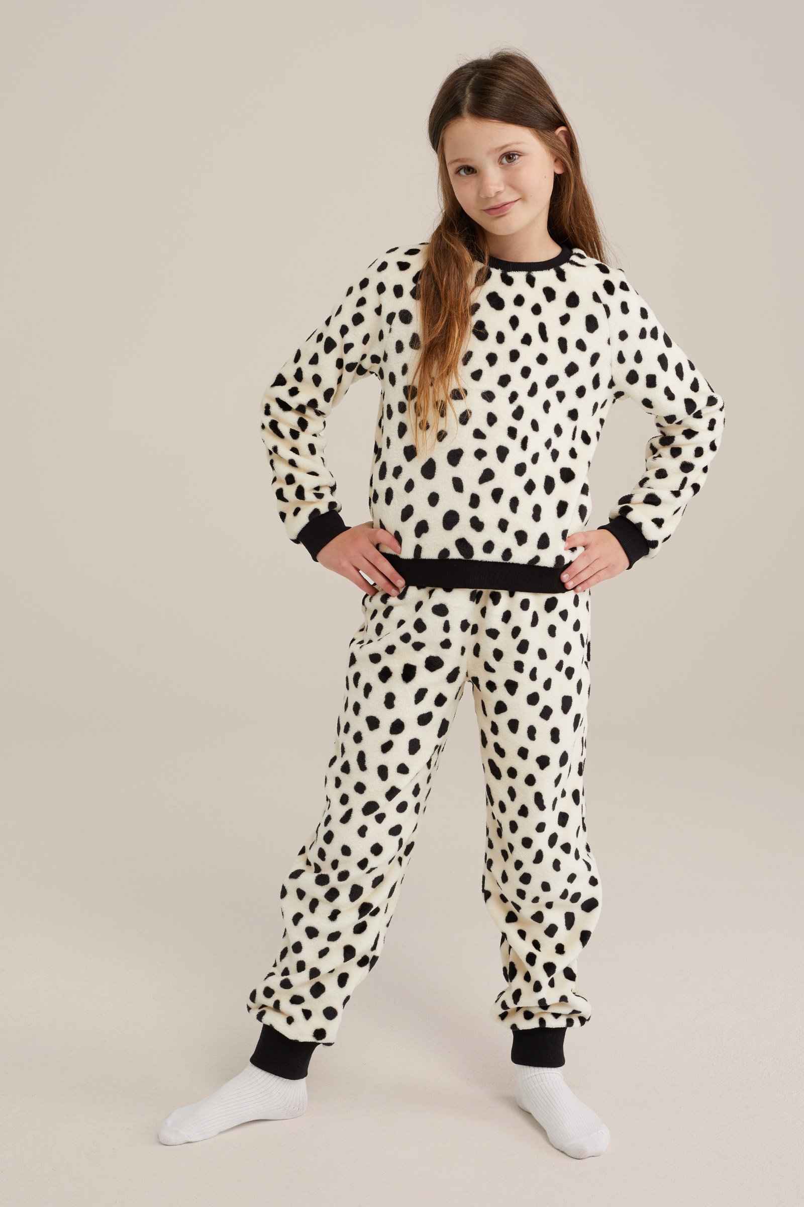 Meisjes fleece pyjama met dessin WE Fashion Wit