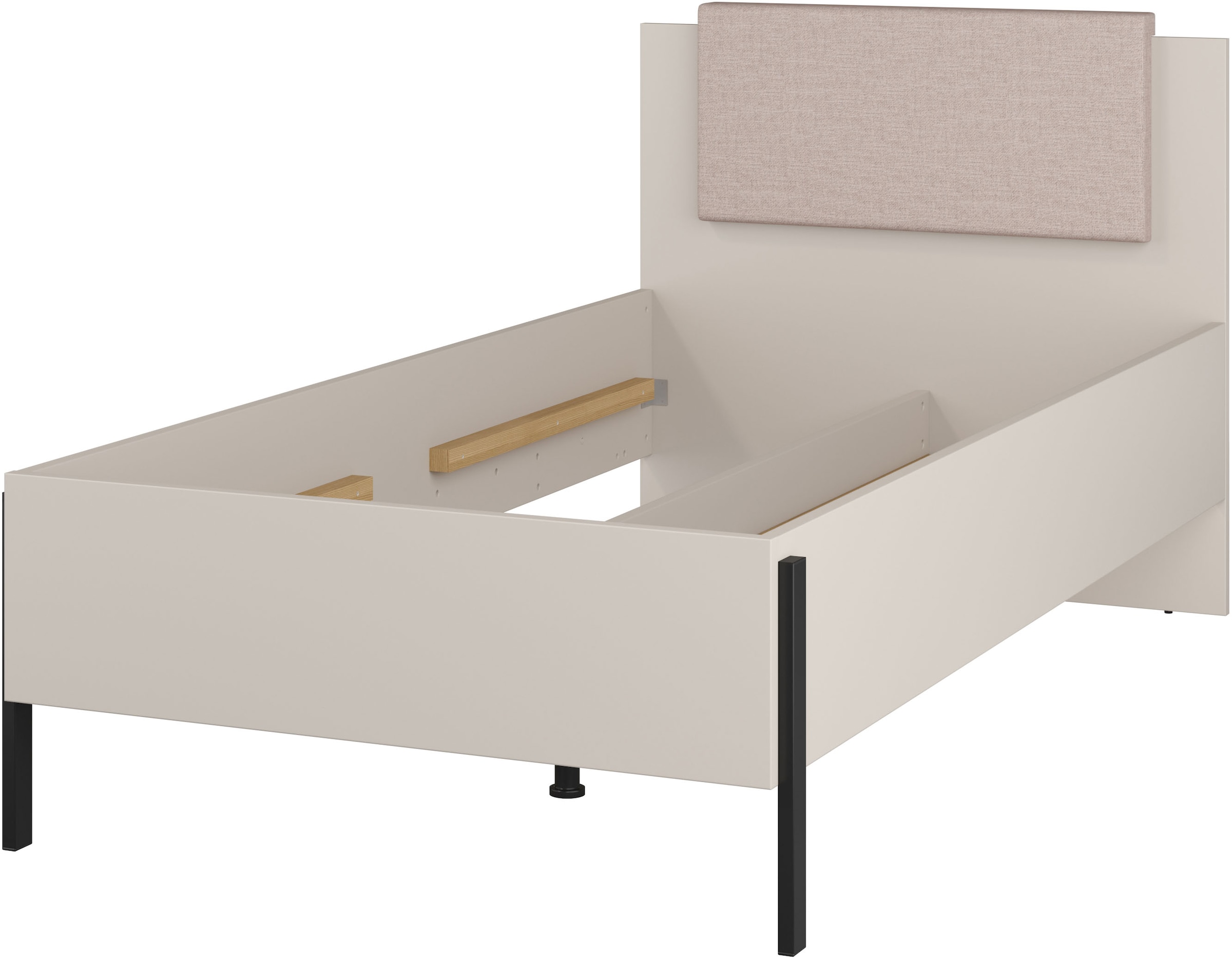Home affaire Bett »Jukon, mit gepolstertem Kopfteil, Füsse aus Metall, modernes Design« 3 Breiten:100cm, 160cm und 180cm,  in drei Grössen, perfekt auch  als Jugendbett